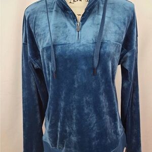 C 9 by Champion Plush Blue Velour  Half-Zip Pullover